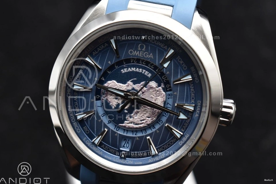 GMT Blue Edition Best Blue Super A8938 VSF Summer Dial on Worldtimer 511 Terra 1:1 Aqua 43mm Durable Clone Strap Rubber 0819